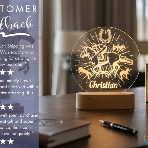 Personalized Horse Night Light – Custom LED Lamp for Horse Lovers - Picture 7 of 8